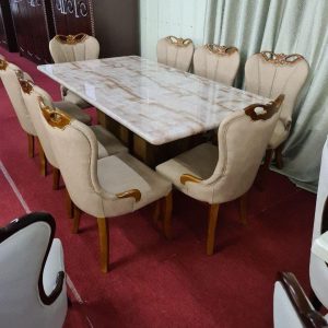 Louis Marble Dining Table With Cheshire Knocker Ring Chairs